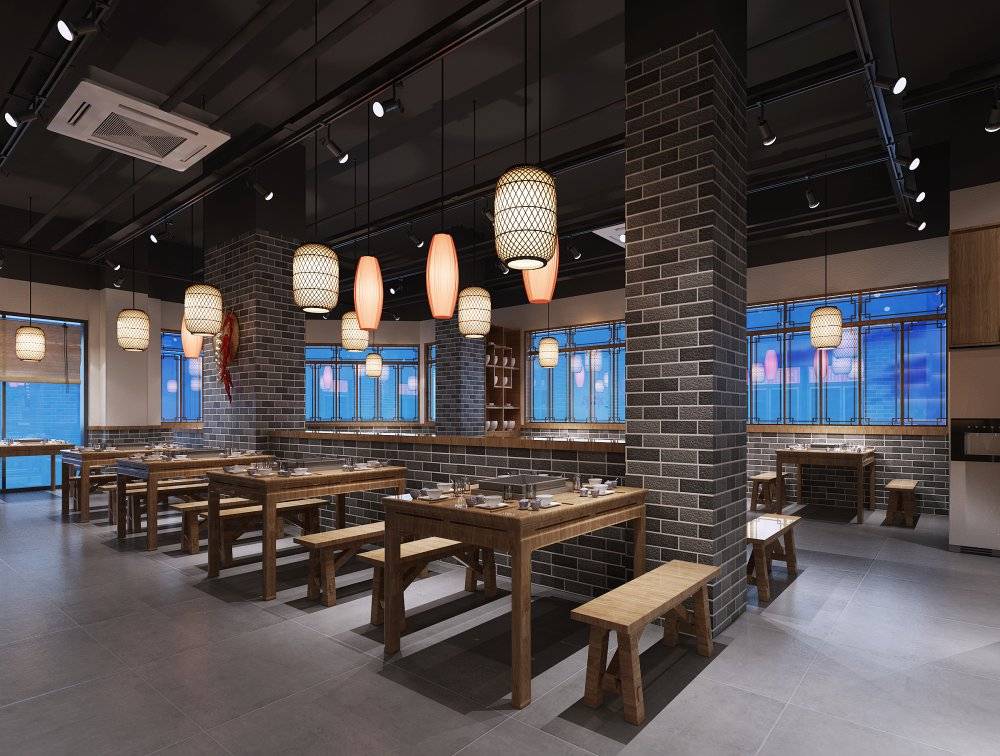 小火鍋店裝修效果圖，火鍋店裝修效果圖