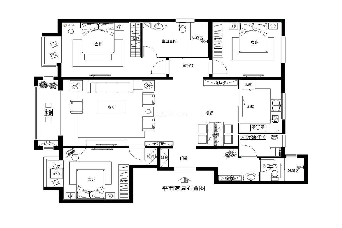 四合院廳裝修效果圖片_兩房一廳裝修效果圖_3室1廳1衛一廚裝修效果
