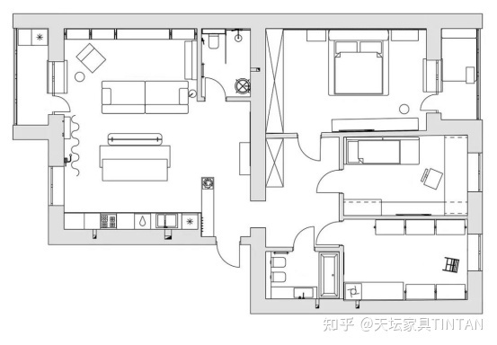 70㎡小戶型營造高級感，現代簡約兩居室家裝案例分享