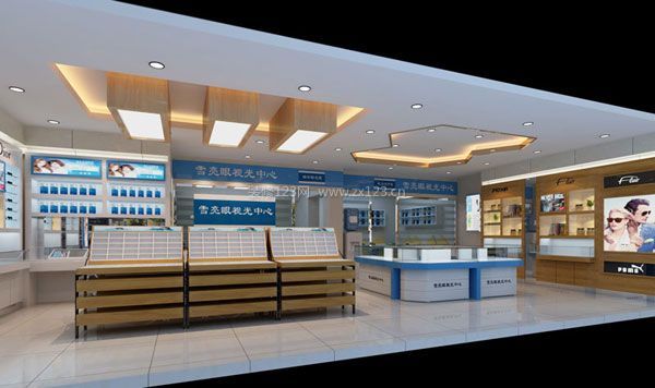 眼鏡店裝修平面布局、實體效果展柜制作 視光中心效果圖
